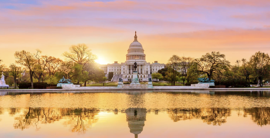 Capital building in Washington DC at sunrise